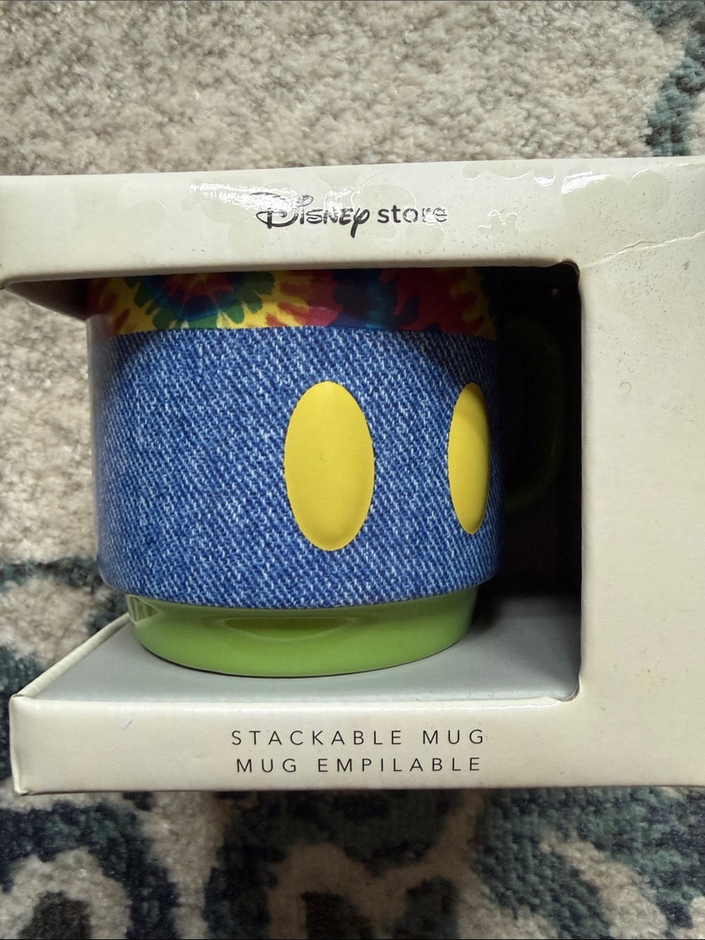 Disney Stackable Kids Mug in Denim Print with Lime Green & Yellow